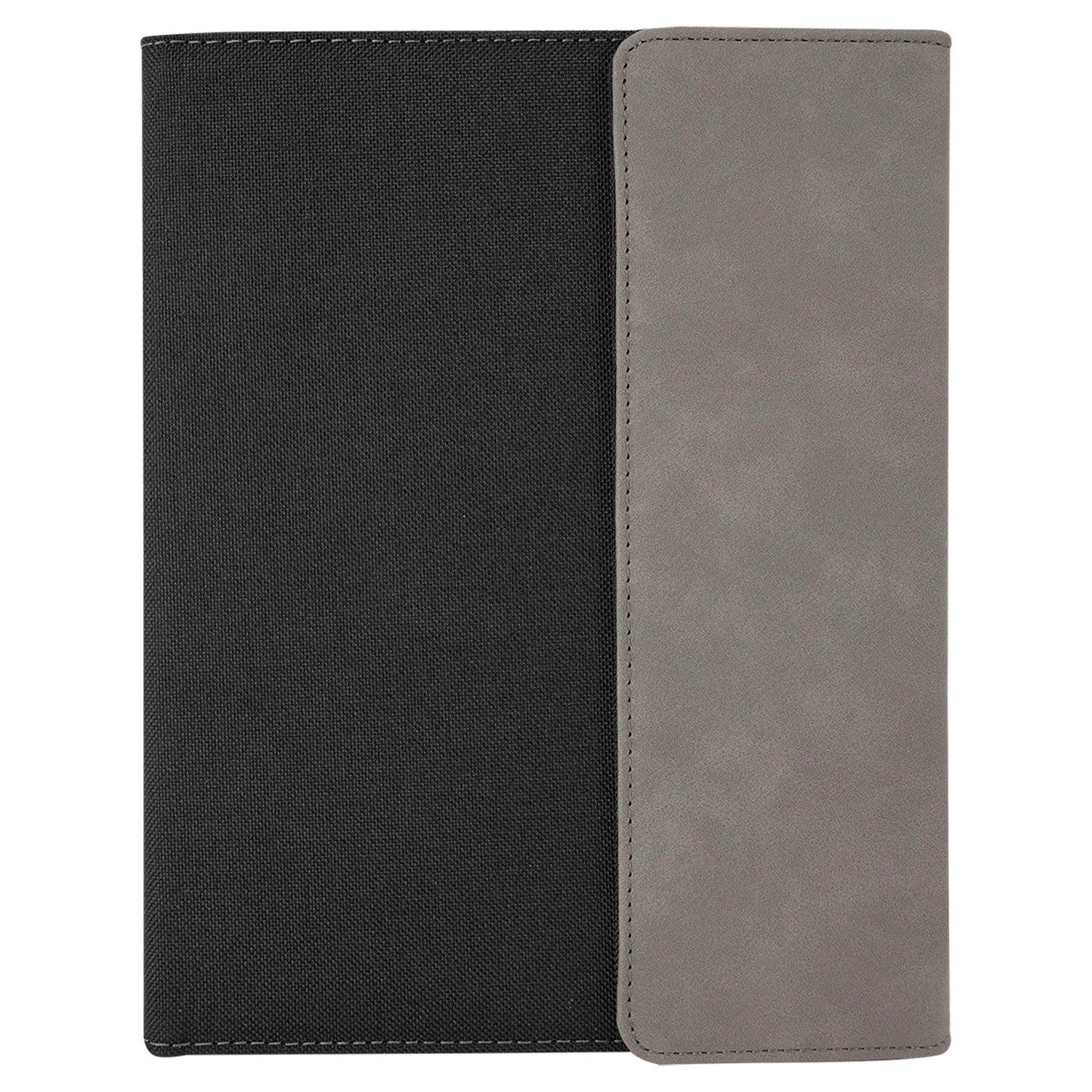 Personalized Laser Engraved 7" x 9" Gray Leatherette / Black Canvas Portfolio with Notepad