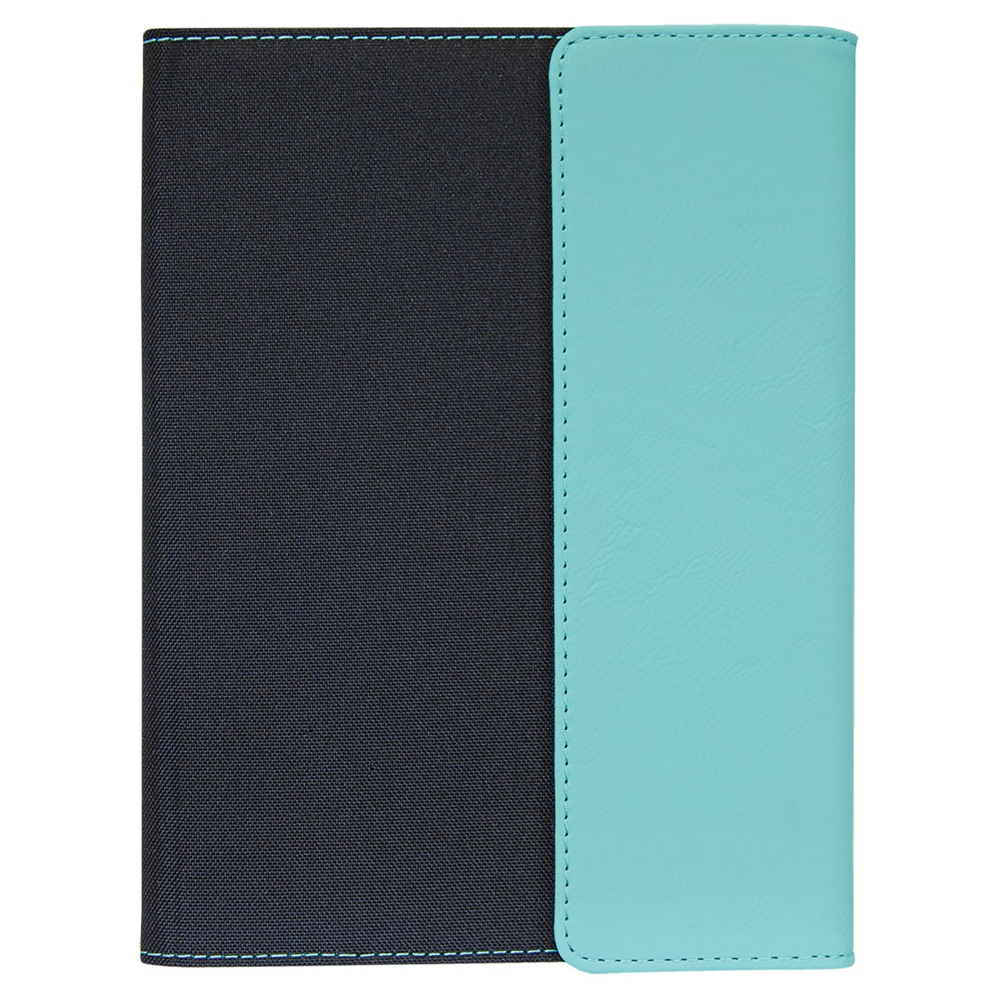 Personalized Laser Engraved 7" x 9" Teal Leatherette / Black Canvas Portfolio with Notepad