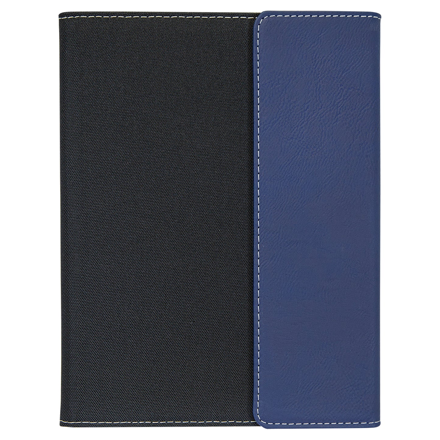 Personalized Laser Engraved 7" x 9" Blue/Silver Leatherette / Black Canvas Portfolio with Notepad