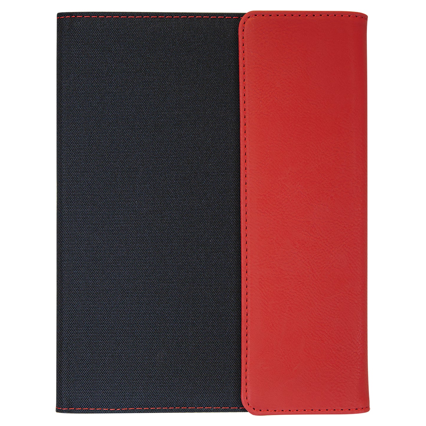 Personalized Laser Engraved 7" x 9" Red Laserable Leatherette / Black Canvas Portfolio with Notepad