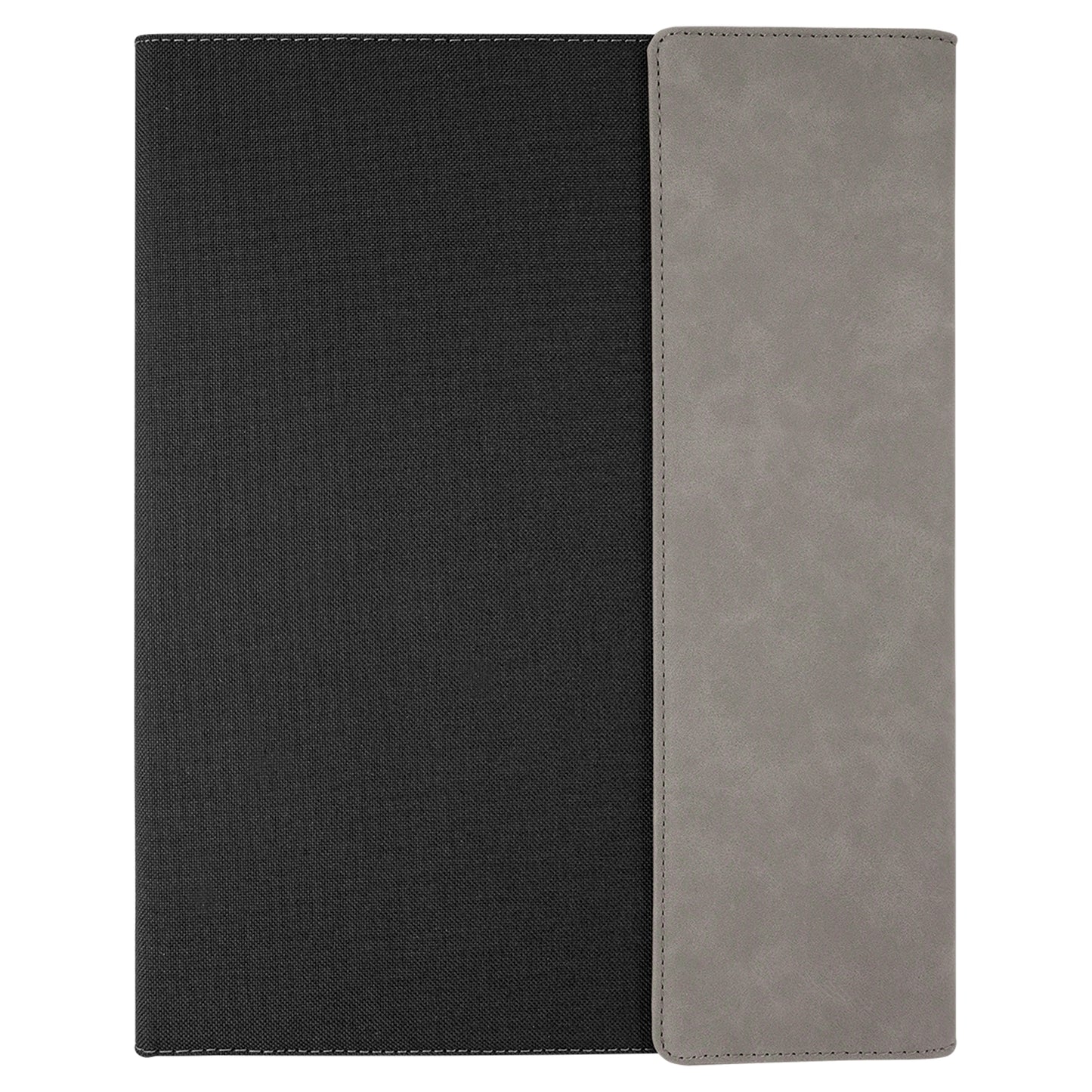 Personalized Laser Engraved 9 1/2" x 12" Gray Leatherette / Black Canvas Portfolio w / Notepad