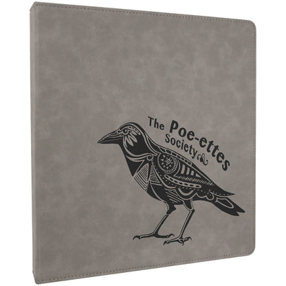  Personalized Laser Engraved 10 1/2" x 11 1/2" Gray Leatherette 3 Ring Binder w/1" Slant Rings