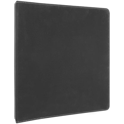 Personalized Laser Engraved 10 1/2"x11 1/2" Black/Silver Leatherette 3 Ring Binder w/1" Slant Ring