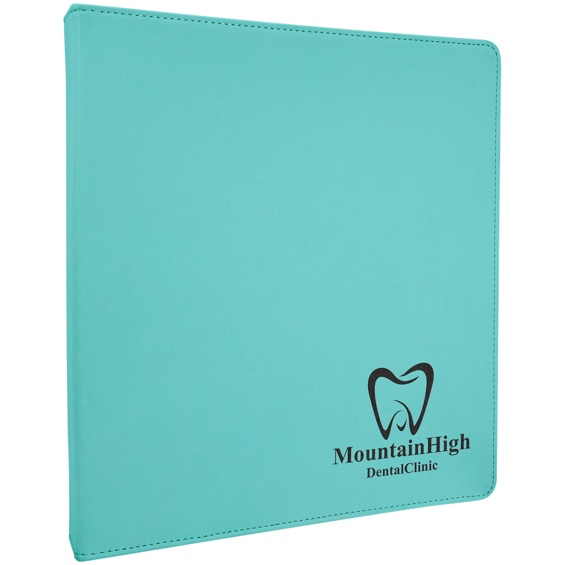  Personalized Laser Engraved 10 1/2" x 11 1/2" Teal Leatherette 3 Ring Binder w/1" Slant Rings