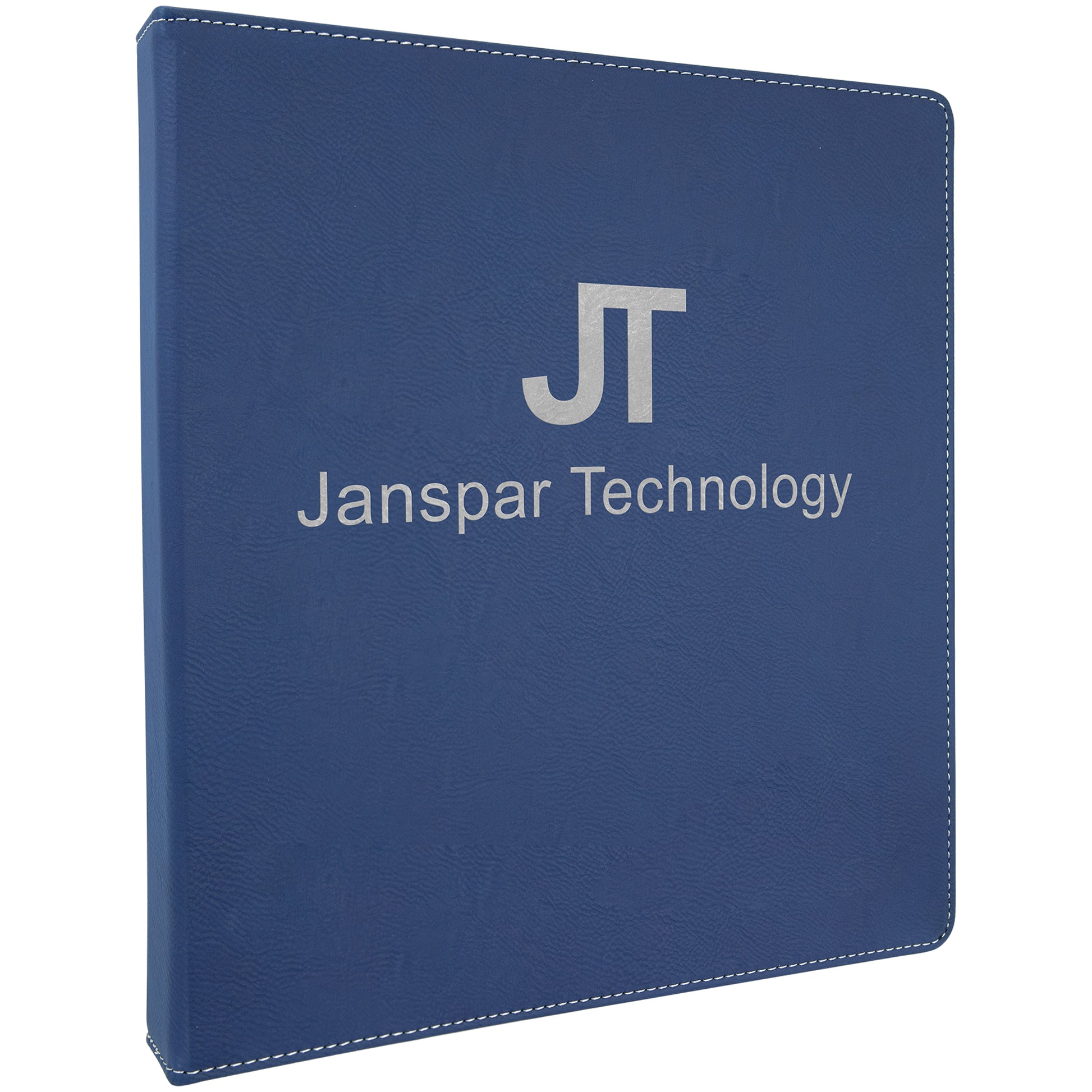  Personalized Laser Engraved 10 1/2"x11 1/2" Blue/Silver Leatherette 3 Ring Binder w/1" Slant Rings