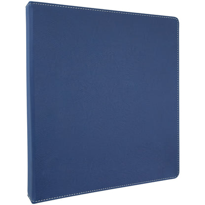 Personalized Laser Engraved 10 1/2"x11 1/2" Blue/Silver Leatherette 3 Ring Binder w/1" Slant Rings