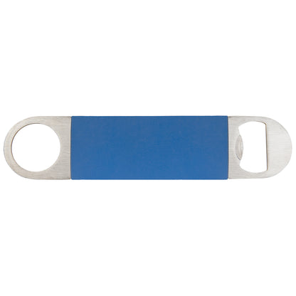 Personalized Laser Engraved  Blue/White Bottle Opener with Silicone Sleeve