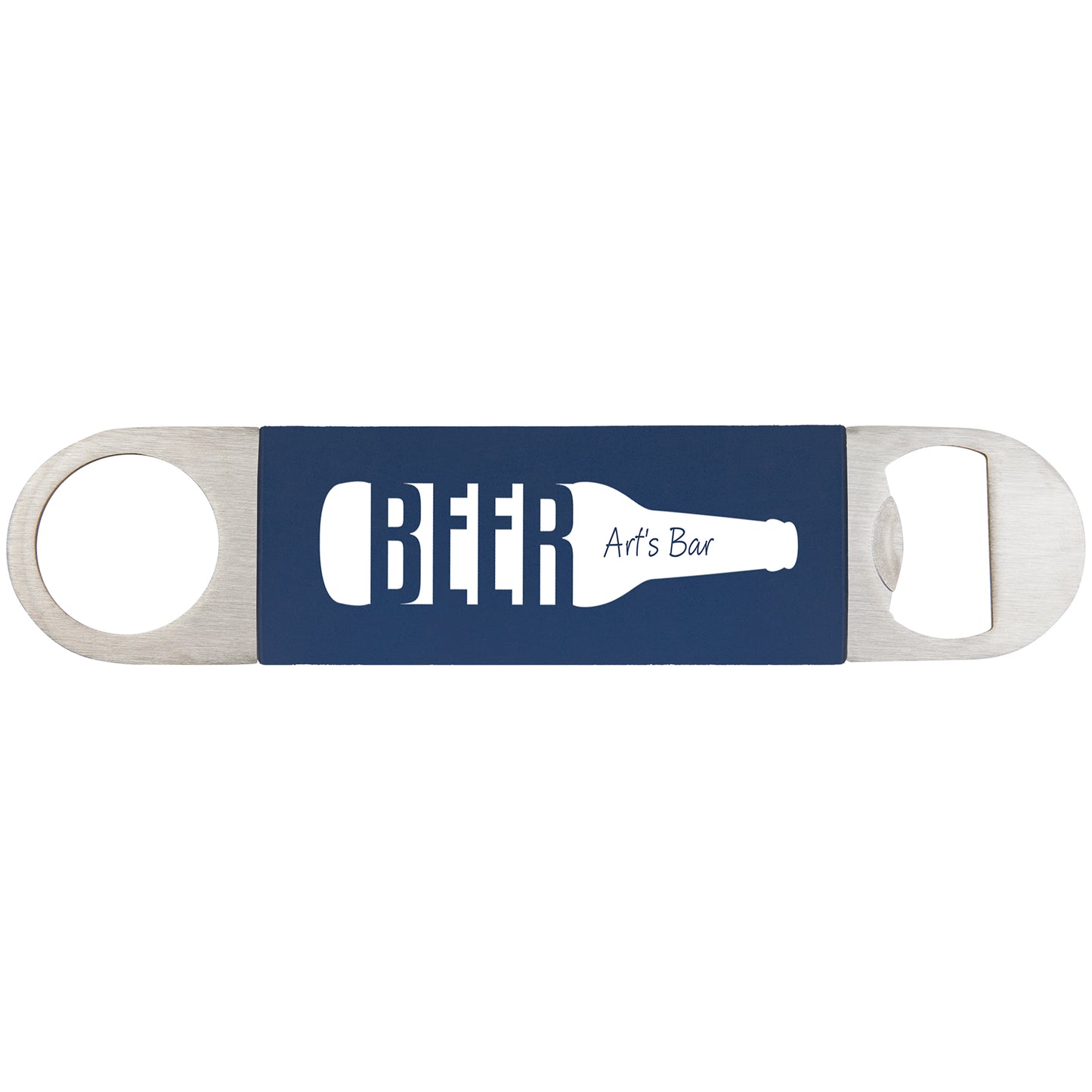 Personalized Laser Engraved  Navy/White Bottle Opener with Silicone Sleeve