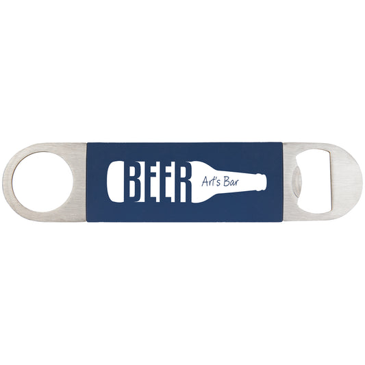 Personalized Laser Engraved  Navy/White Bottle Opener with Silicone Sleeve