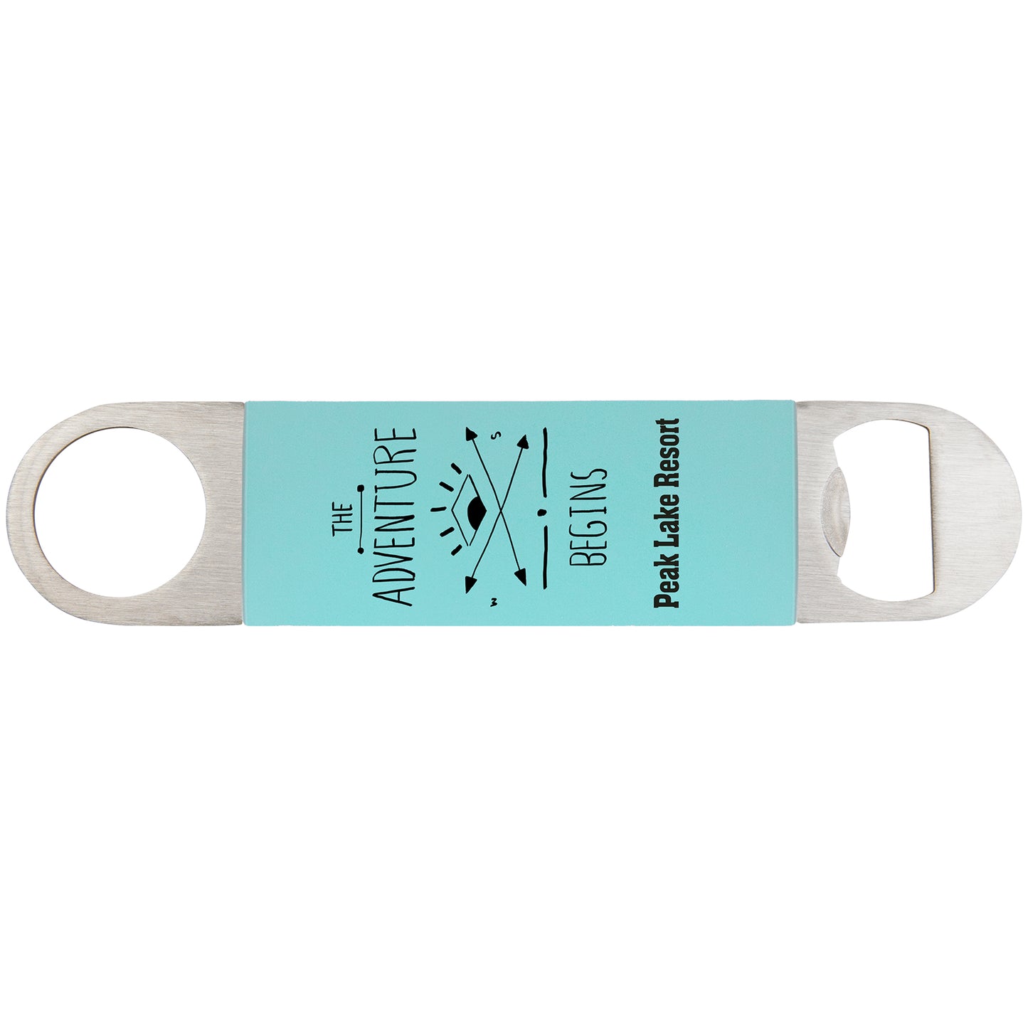 Personalized Laser Engraved  Teal/Black Bottle Opener with Silicone Sleeve