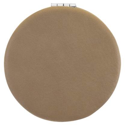 Personalized Laser Engraved 2 1/2" Light Brown  Leatherette Compact Mirror