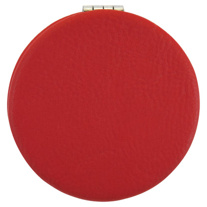 Personalized Laser Engraved 2 1/2" Red  Leatherette Compact Mirror