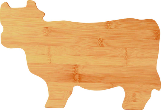 Personalized Laser Engraved 14 3/4" x 9 3/4" Bamboo Cow Shaped Cutting Board