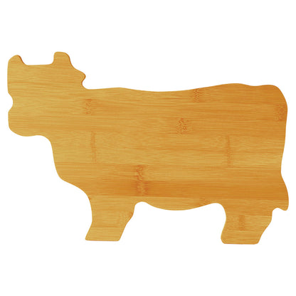 Personalized Laser Engraved 14 3/4" x 9 3/4" Bamboo Cow Shaped Cutting Board