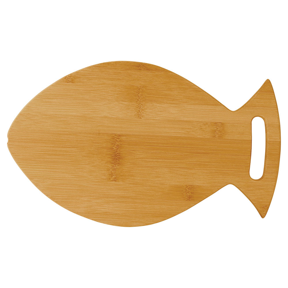 Personalized Laser Engraved 14" x 8 1/2" Bamboo Fish Shaped Cutting Board