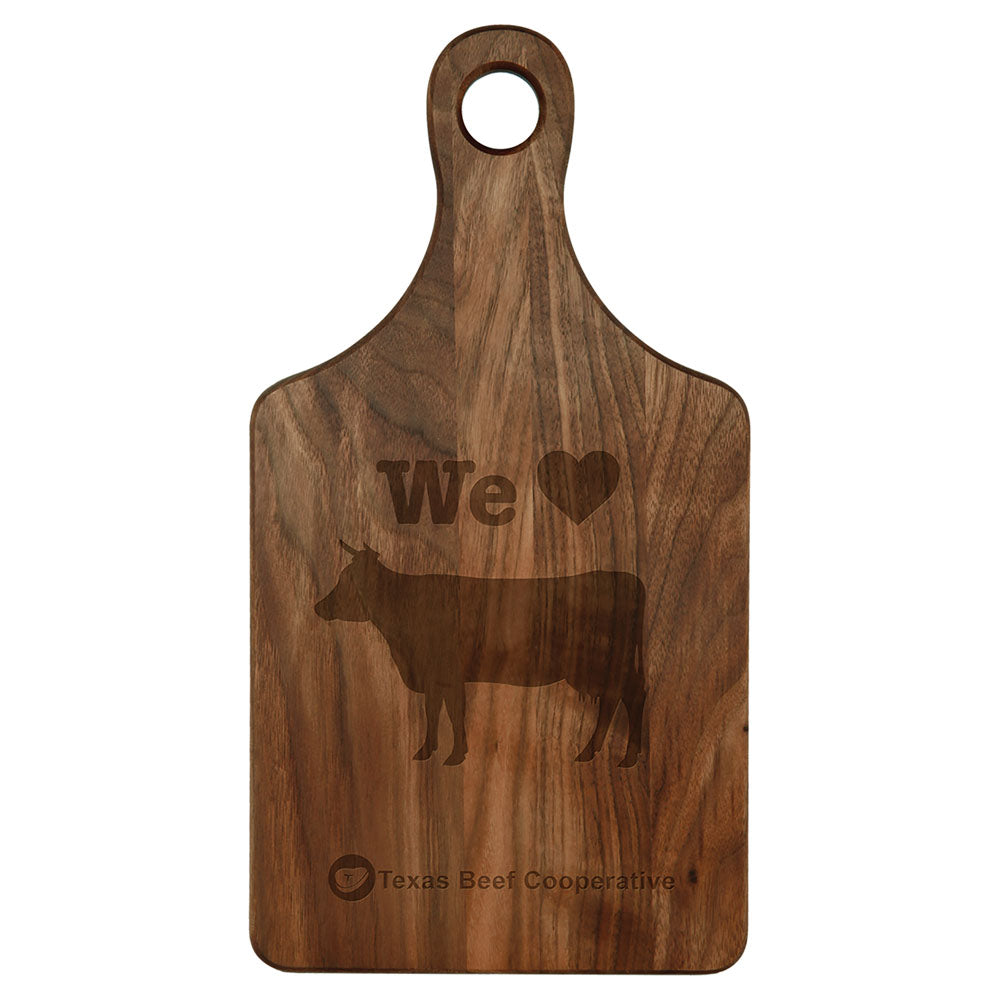 Personalized Laser Engraved 13 1/2" x 7" Walnut Paddle Shape Cutting Board