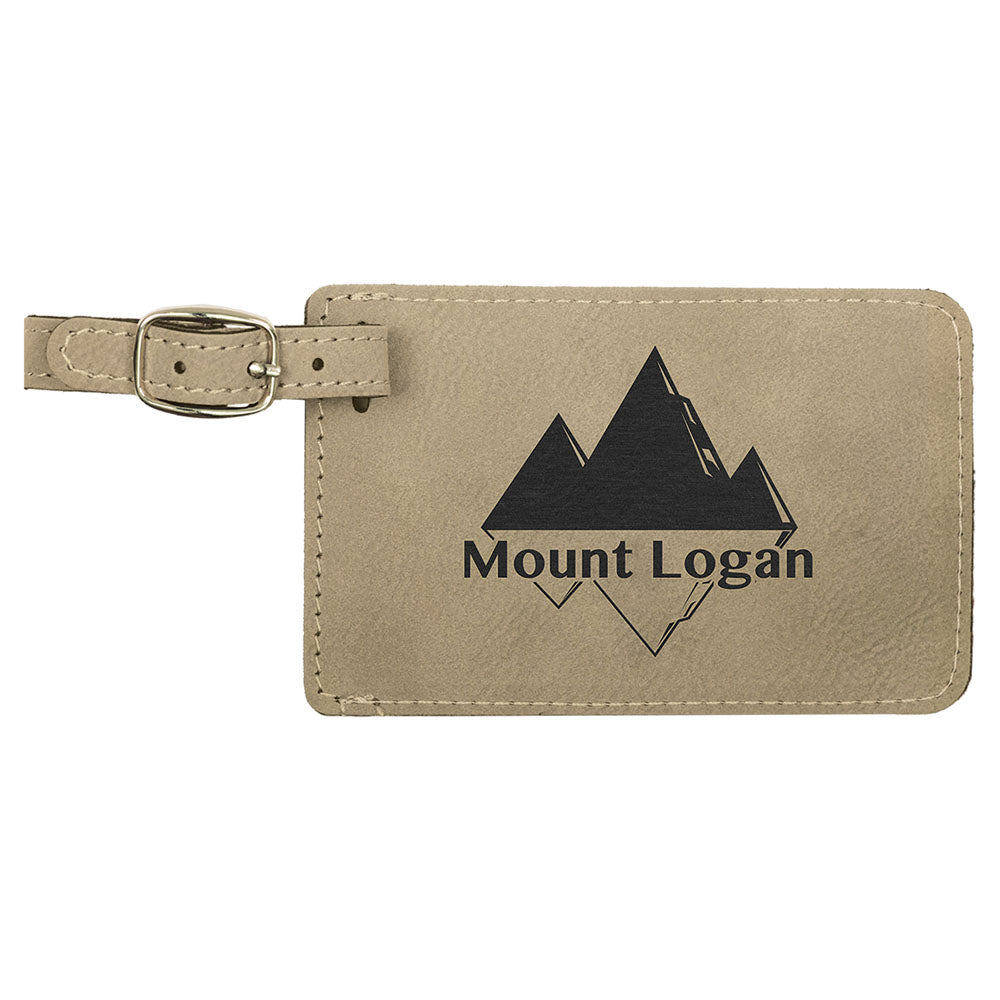 Personalized Laser Engraved 4 1/4" x 2 3/4" Light Brown  Leatherette Luggage Tag