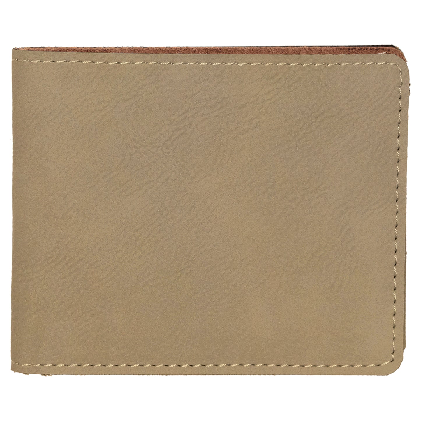 Personalized Laser Engraved 4 1/2" x 3 1/2" Light Brown  Leatherette Bifold Wallet