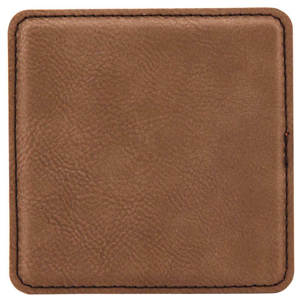 Personalized Laser Engraved 4" x 4" Square Dark Brown  Leatherette Coaster