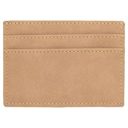 Personalized Laser Engraved 4" x 2 3/4" Light Brown  Leatherette Wallet Clip