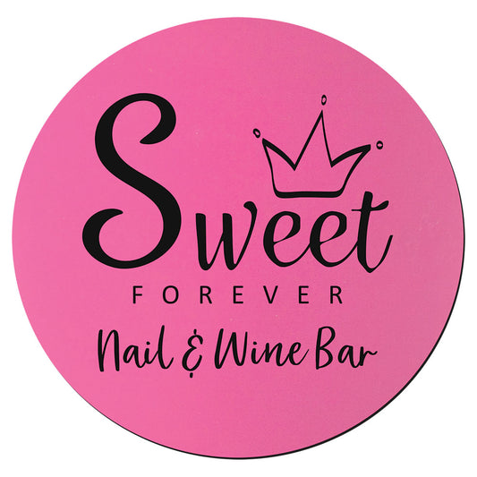 Personalized Laser Engraved 3 3/4" Round Pink/Black Silicone Coaster