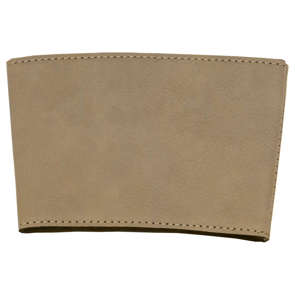 Personalized Laser Engraved 3" Light Brown  Leatherette Mug Sleeve