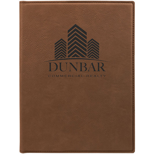 Personalized Laser Engraved 7" x 9" Dark Brown  Leatherette Small Portfolio with Notepad