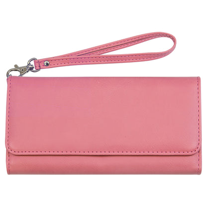 Personalized Laser Engraved 7 1/2" x 4" Pink Leatherette Wallet with Strap