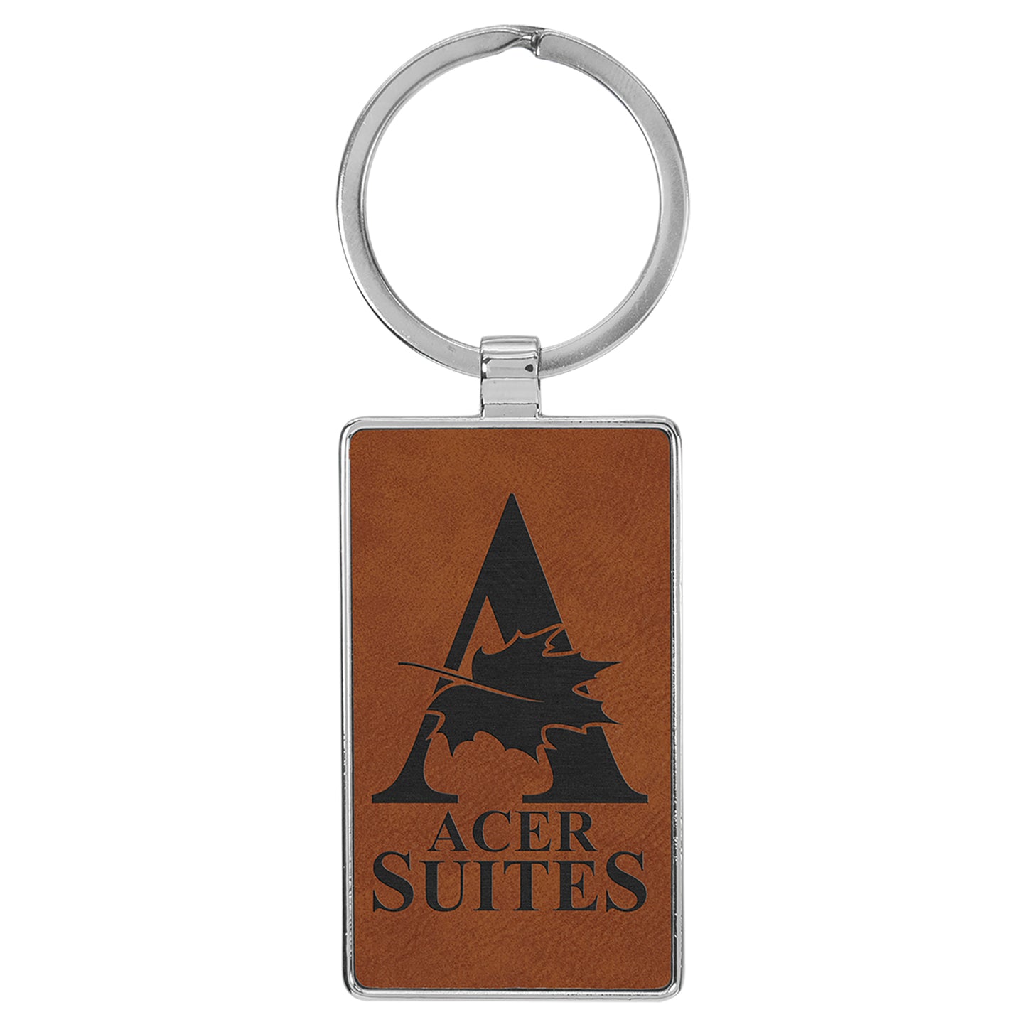  Personalized Laser Engraved 2 3/4" x 1 1/4" Leatherette/Metal Rawhide Rectangle Keychain