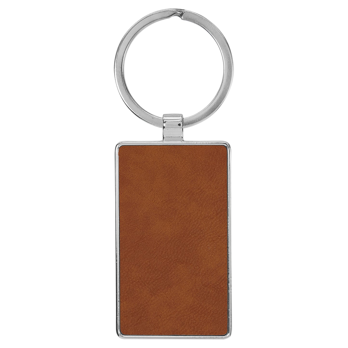 Personalized Laser Engraved 2 3/4" x 1 1/4" Leatherette/Metal Rawhide Rectangle Keychain