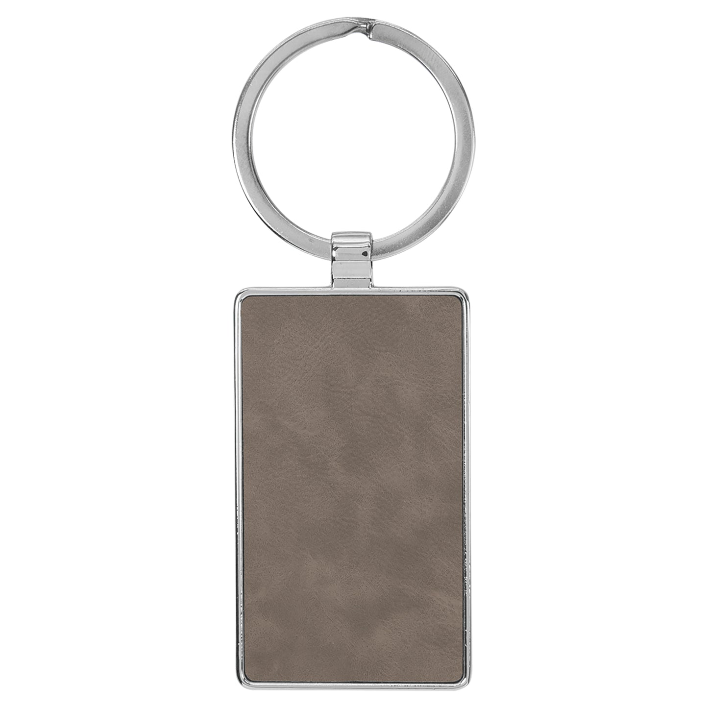 Personalized Laser Engraved 2 3/4" x 1 1/4" Leatherette/Metal Gray Rectangle Keychain