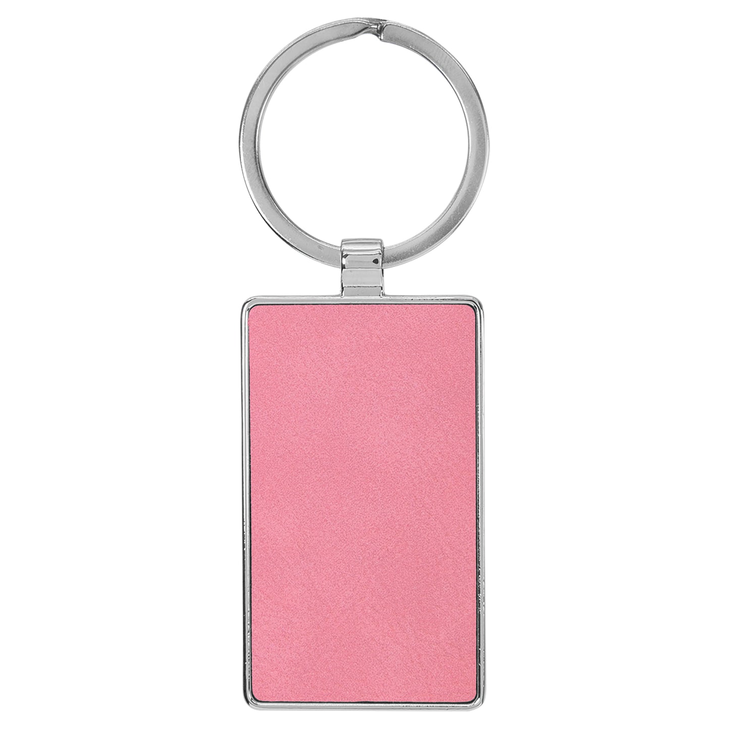 Personalized Laser Engraved 2 3/4" x 1 1/4" Leatherette/Metal Pink Rectangle Keychain