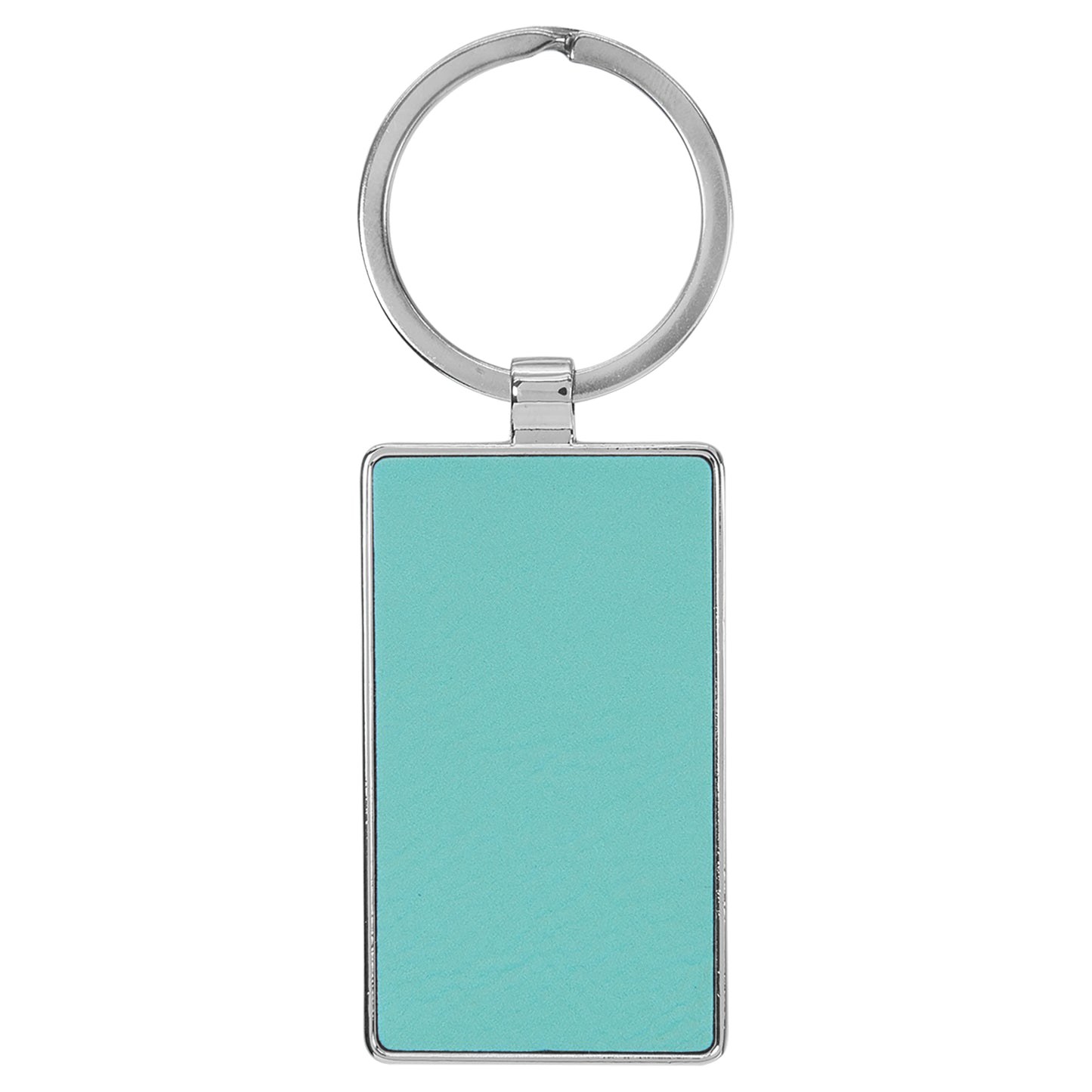 Personalized Laser Engraved 2 3/4" x 1 1/4" Leatherette/Metal Teal Rectangle Keychain