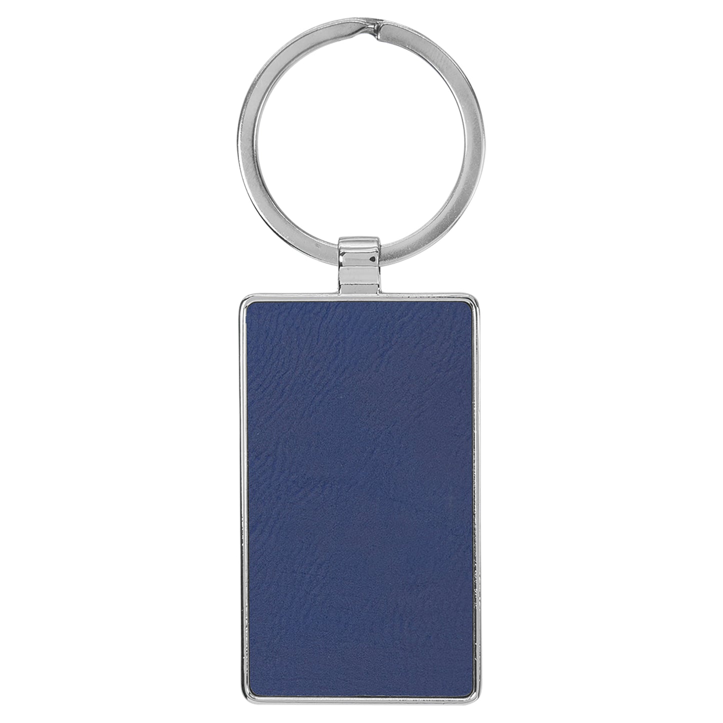 Personalized Laser Engraved 2 3/4" x 1 1/4" Leatherette/Metal Blue/Silver Rectangle Keychain