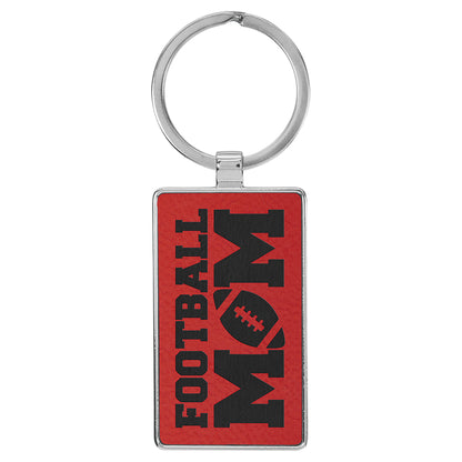  Personalized Laser Engraved 2 3/4" x 1 1/4" Leatherette/Metal Red Rectangle Keychain