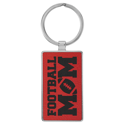  Personalized Laser Engraved 2 3/4" x 1 1/4" Leatherette/Metal Red Rectangle Keychain