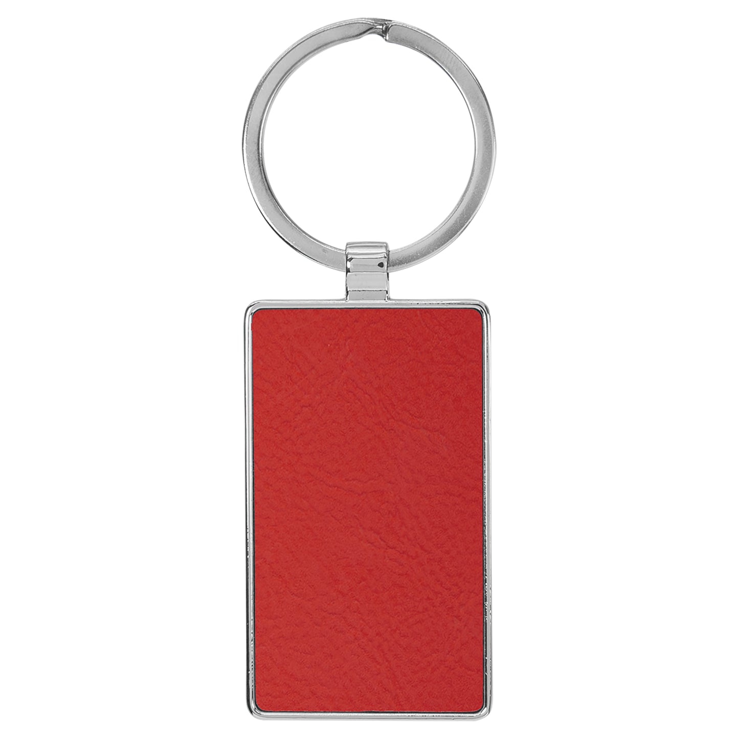 Personalized Laser Engraved 2 3/4" x 1 1/4" Leatherette/Metal Red Rectangle Keychain