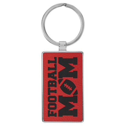 Personalized Laser Engraved 2 3/4" x 1 1/4"  Leatherette/Metal Red Rectangle Keychain