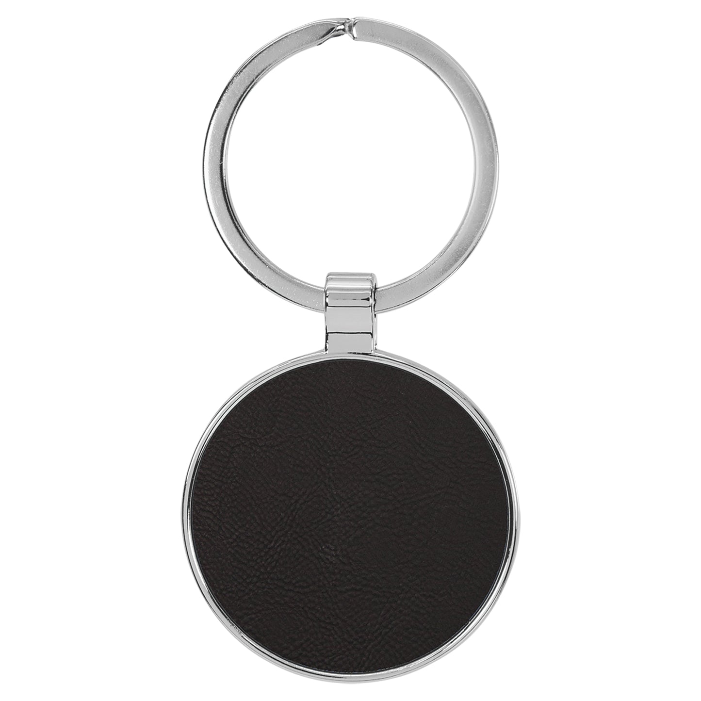 Personalized Laser Engraved 1 1/2" Leatherette/Metal Black/Gold Round Keychain