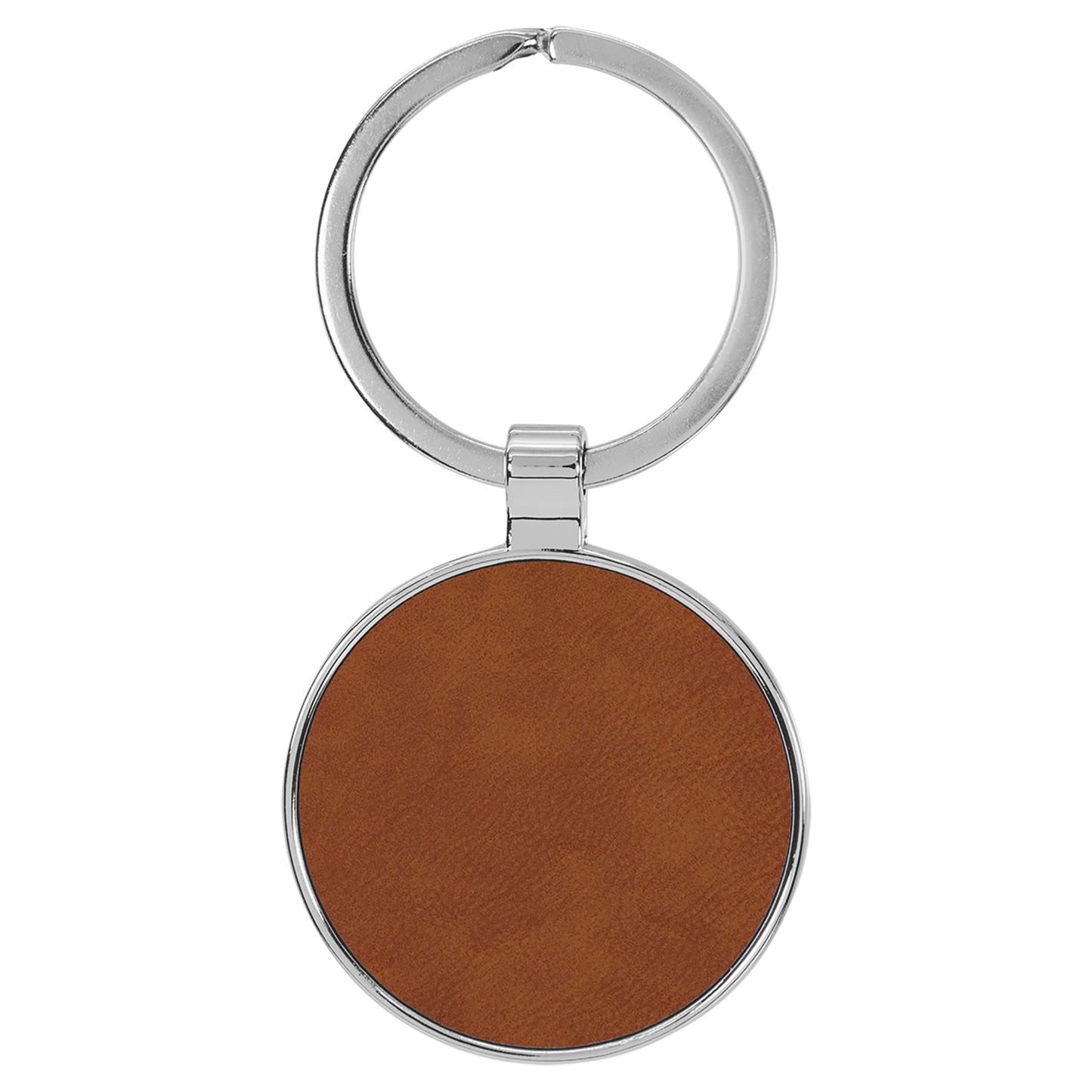 Personalized Laser Engraved 1 1/2" Leatherette/Metal Rawhide Round Keychain