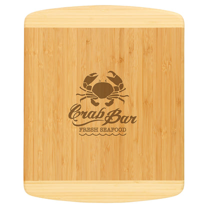 Personalized Laser Engraved 13 1/2" x 11 1/2" Bamboo 2-Tone Cutting Board