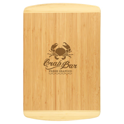 Personalized Laser Engraved 13 1/2" x 11 1/2" Bamboo 2-Tone Cutting Board