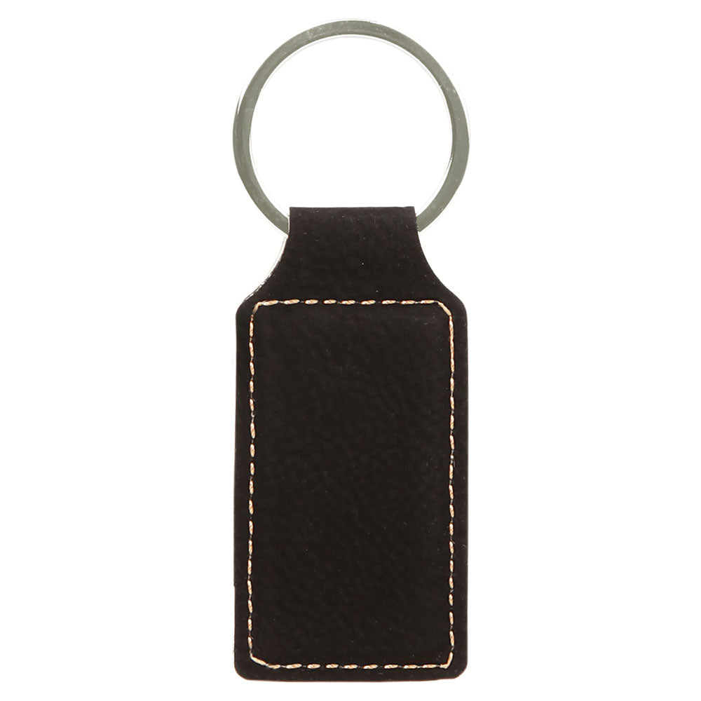 Personalized Laser Engraved 2 3/4" x 1 1/4" Black/Gold  Leatherette Rectangle Keychain