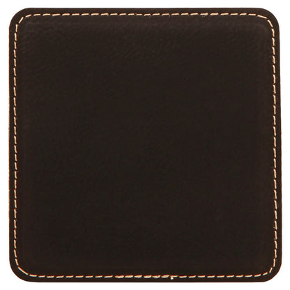 Personalized Laser Engraved 4" x 4" Square Black/Gold  Leatherette Coaster