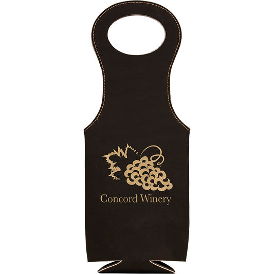 Personalized Laser Engraved Black/Gold  Leatherette Wine Bag