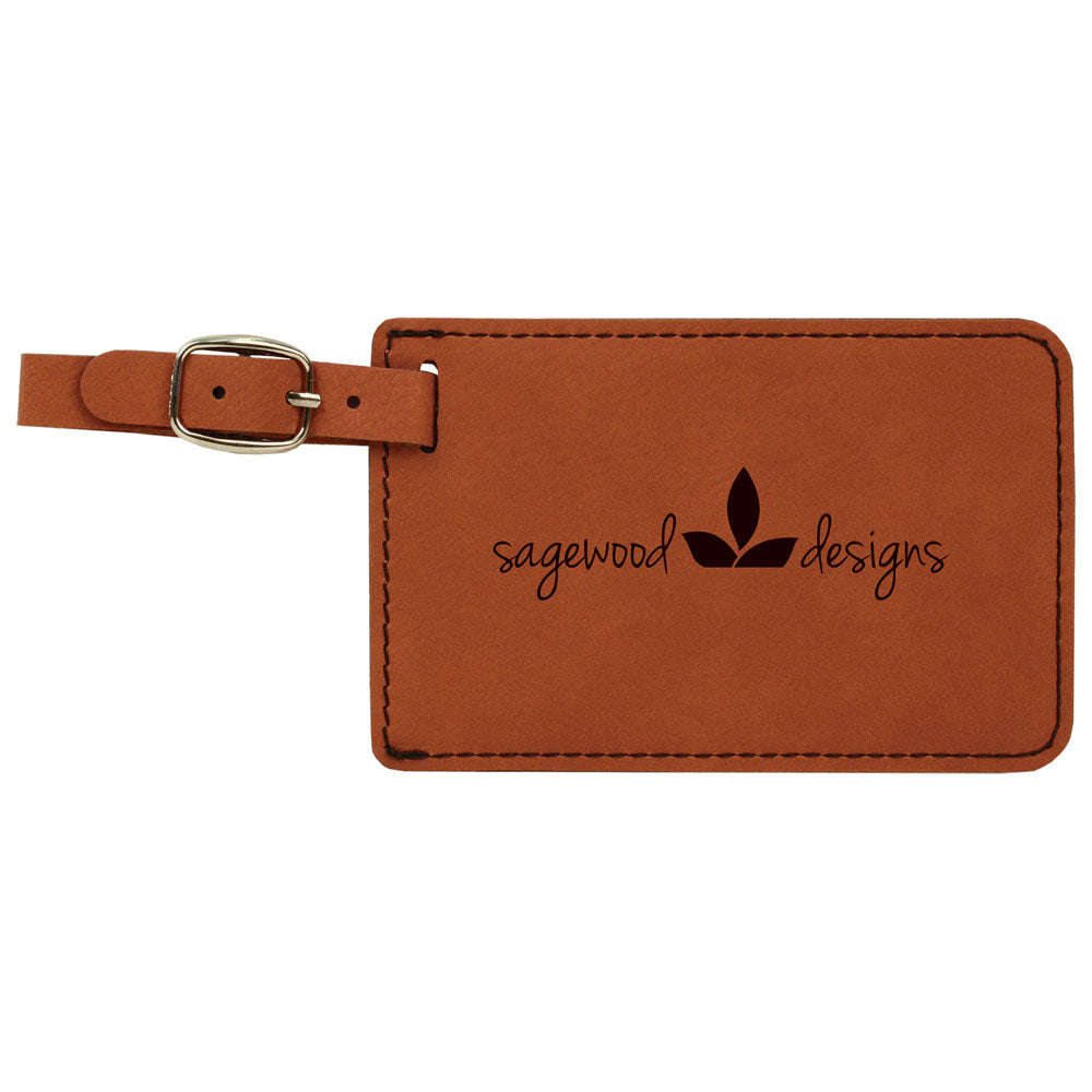 Personalized Laser Engraved 4 1/4" x 2 3/4" Rawhide  Leatherette Luggage Tag