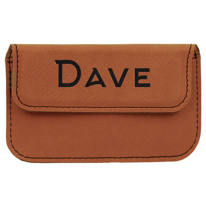 Personalized Laser Engraved 4 1/2" x 2 3/4" Rawhide  Leatherette Flexible Business Card Holder