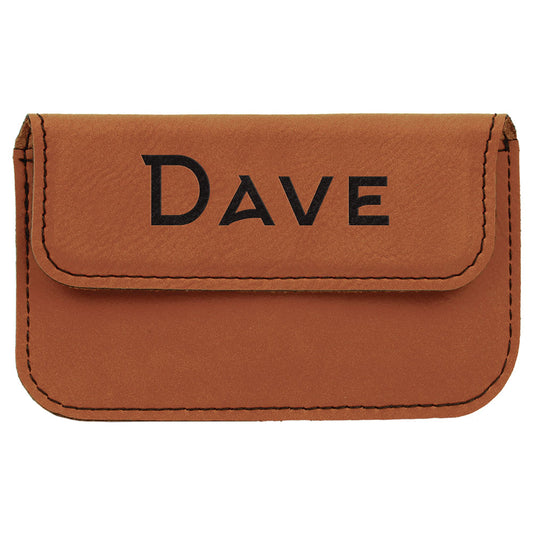  Personalized Laser Engraved 4 1/2" x 2 3/4" Rawhide Leatherette Flexible Business Card Holder