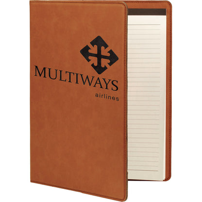 Personalized Laser Engraved 9 1/2" x 12" Rawhide Laserable Leatherette Portfolio with Notepad