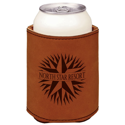 Personalized Laser Engraved 3 3/4" Rawhide  Leatherette Beverage Holder